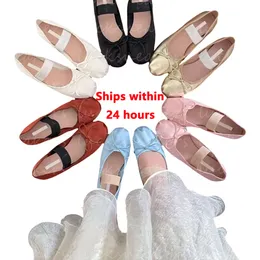 Lyxdesigner Miui High Heels Ballet Flats Yoga Casual Shoes Women's Casual Shoes Dress Koreografskor Miui Läder Canvas Shoes Black White Pink Bow