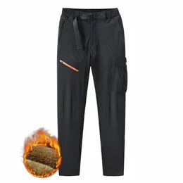 Calça de moletom masculina tamanho grande L-8XL, quente, removível, de lã, calças de suor, outono inverno, descarga, agasalho grosso, calças masculinas I2wW #