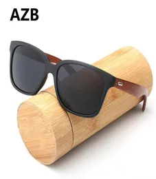 AZB Polariserad bambu solglasögon män trä solglasögon kvinnor märkesdesigner svart bruna trä glas masculino4815041