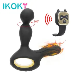 Ikoky vibrerande roterande rumpa uppvärmningsvibrator anal plug prostata massager silikon sexleksaker för kvinnor gspot vuxna produkter 240312