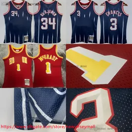 Stampato classico retro rosso 2004-05 basket 1tracymcgrady Jersey Vintage 1999-00 3 Stevefrancis 1996-97 Blue Stripe 34 Maglie Hakeemoluwon