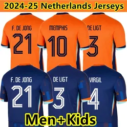 24 25 Hollanda Memphis Avrupa Holland Club Futbol Jersey 2024 Euro Cup 2025 Hollanda Nationa Futbol Gömlek Erkek Çocuk Kiti Tam Set Eve Memphis Xavi Gakpo JJ 3.26