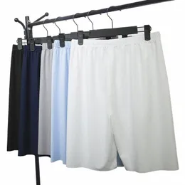 Plus Size Ice Silk Cool Summer Men Pijamas Shorts Sexy Underwear Nightwear Confortável Loose Sports Man Sleep Bottoms Homewear s45D #