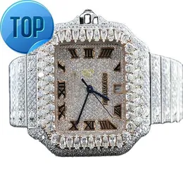 Anpassade smycken passera diamanttestare Moissanite Wrist Watch Fashion Iced Out Luxury OEM Mekaniska antika klockor för män