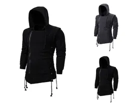 em Sweatercoat Gravata Escura Com Capuz Solto Casaco Com Zíper Moletom Com Amarração Lateral Cruzado Preto Cinza Escuro Hoodies Homens 2011267812411