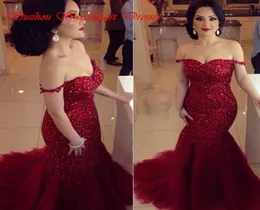 Sexy Sexy Sequin Burgundy Prom Dress Mermaid Wine Red Long Secretal مناسبة خاصة لباس فستان بالإضافة إلى حجم Vestidos de Fi5610097