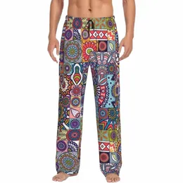 Мужская одежда для сна Свободные брюки для сна Пижамы в этническом стиле Мандала Lg Lounge Bottoms Повседневная домашняя одежда Y6oZ #