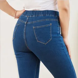 Kläder magra jeans för kvinnor bra elastisk midja stretchig material mage kontroll mammas storlek 5xl 6xl krökning 240307
