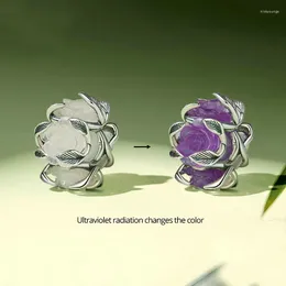 Gevşek değerli taşlar kendi kendine ürün orijinal UV renk değişikliği diy bileklik boncuklar romantik güller s925 gümüş çiçek dağınık