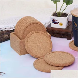 Party Favor Classic Round Plain Cork Coasters Drick Wine Mats Mat Juice Pad For Wedding Present leverans Home Garden Festive Supplie Dhmkt