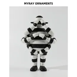 Decoration Home Abstract Art Black And White Striped Figurine Statue Decor Objects Desktop Accessories Miniature Items Gift 240322