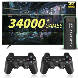 Portable Game Players 4k Game Stick TV Video Game Console 34000 Game Emuelec 28 Classic Simulator Retro Game Console Dual Wireless Game Board Control Q240326