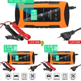 Update 12V 10A LCD Touch Screen Display Car Battery Charger Auto Smart Battery Charger Pulse Repair Chargers Wet Dry Lead Acid