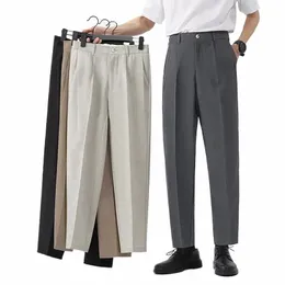 Spring Summe Suit Pants Men Work Work Elastyczny talia Miękkie spodnie Male Korea Black Grey Brand Clothing Plus Size 40 42 W5TB#