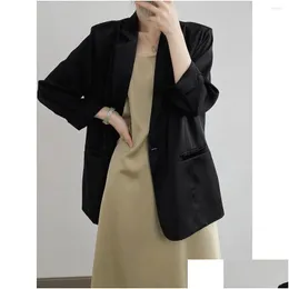 Damenanzüge Blazer Frühling und Sommer 2023 Koreanischer beiläufiger loser Blazer Weiblicher Langarm Übergroßer Anzugmantel Drop Delivery Apparel Cl Ota7G