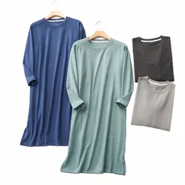 Herbst und Winter verdickte Ebene Herren LG-Ärmel Plus Size Einteiliges Nachthemd Pyjama Home Kleidung Männer Schlaf Nacht Dr M3NZ #