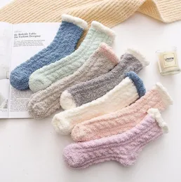 Леди зимние теплые пушистые коралловые бархатные толстые носки-полотенца ярких цветов для взрослых, нечеткие носки для сна, женские чулки для девочек6162939