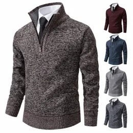 Männer Pullover Herbst und Winter Pullover Männer Einfarbig Strickwaren verdicken warme beiläufige Pullover J9uG #