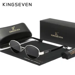 KINGSEVEN Fashion Oval Sunglasses For Men Women Polarized UV400 Retro Alloy Frame Antiglare Glasses Driving Accessory Eyewear 240322