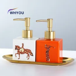 Dispensers Whyou Cermic Separate Shampoo Shower Gel Bottle Liquid Soap Dispensers Emulsion Latex Hand önskar flaskor badrumstillbehör