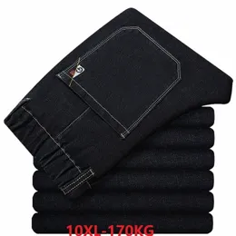 Primavera verão homens jeans simples calças soltas estiramento elasticidade plus size 8XL 9XL 10XL oversize jeans retos mferlier P65S #