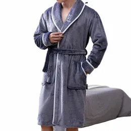 Dihope Men Freatbe Fleece Mens Bath Ret Man Winter Wart Dare Flannel Retwear Sleepwear Plush Shawl Male Bath Robe Lounge I6ms#