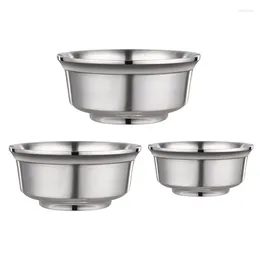 Bowls SV-Stainless Steel Bowl Anti-Scalding Rice Children Adult Double Soup Porridge Restault Tableware 3 PCS