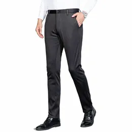 Fis Slim Fit Formale Hosen Herren Herbst Winter Hohe Qualität Marke Busin Casual Schwarz Blau Grau Stretch Lg Hosen Männer 22yu #