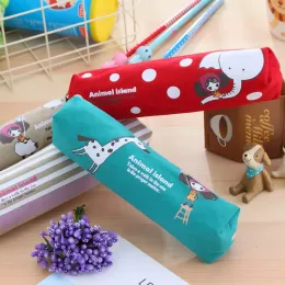 2024 Lovely Girl Canvas Pencil Case Cute Cartoon Fabric Zipper Animal Pencil Bag for Kids School Supplies Free Shipping