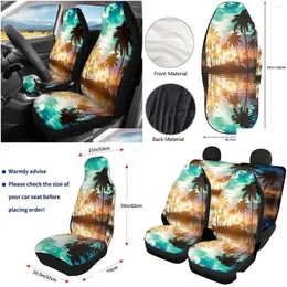 Capas de assento de carro Ers Er Beach Sunset Palm Tree 2 Pcs S Set Veículo Protetor Dianteiro Acessórios Interiores Protetores Mat Drop Delivery Aut Otimy