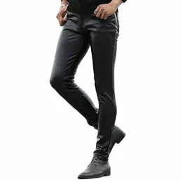 Hoo 2023 Autumn of Cultivate E's Morality Spela High Fible Young Tight Leather Pants and Feet Locomotive Pu Leather Pants Y7xm#