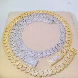 Designer smycken kubansk länkkedja halsband för män rostfritt stål pläterat guld 20 mm bred 3 rad diamant hip hop -mens prong iced ut kedjor choker halsband gåva gåva