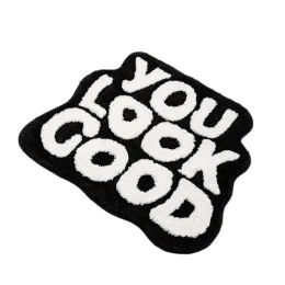 Mats Inyahome Badematte „You Look Good“, schwarz-weiße Badezimmerteppiche, lustig, niedlich, Badezimmer-Dekor, adrette, kleiner, cooler, rutschfester Duschteppich