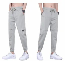 2024 Yeni İş Giyim Sıradan Pantolon Erkek İşlemeli Gevşek İlkbahar/Yaz Elastik Bel Elastik Spor Gündelik Pantolon H0HW#