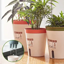 Lazy Hydroponic Flower Pot Water-Absorbing Flowerpot Succulent Plant Pot Plastic Self Watering Planter Living Room Decor Planter 240320