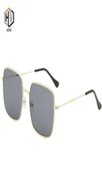 النظارات الشمسية الرجعية المعدنية المربعة الكبيرة الإطار المرأة مصممة العلامة التجارية Sun Grases Tradiant Solid Color Lens Eyewear16055860