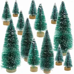 الزهور الزخرفية 34 PCS Mini Christmas Tree Snow Frost Small Pine Diy Craft Desktop Decoration Decorations