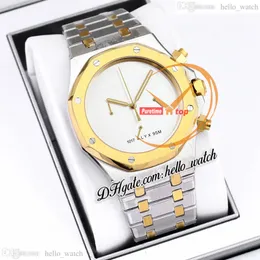 K8F 41mm 26238 1017 Alyx 9SM Designer VK Quartz Chronograph Mens Se No Markers White Dial Two Tone 18K Yellow Gold Case Armband Stopwatch Watches Hellowatch A46C
