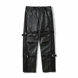 Fillq Men Pants Nisza nisza High Street Workwear Trendy prosta noga 2023 Solidny kolor vintage stały kolor kolorów