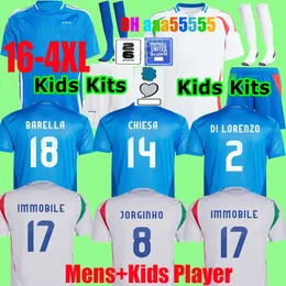 Italy Soccer Jerseys club full set CHIESA 2024 2025 Italia RASPADORI VERRATTI BARELLA Euro Cup 24 25 TOTTI LORENZO POLITANO MIRETTI XXXL 4XL Football uniform