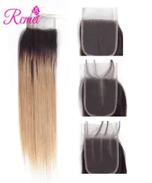 Rcmei 44 Lace Closure Brazialin Straight Hair MiddleThree Part T1b27 Ombre Color Closure 1020 Inch8224609