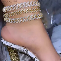 ANKLETS FLATFOOSIE HIP HOP ICED OUT OUT OUT CONCUNKY CUBAN CHAIN ANKLETS FOR LUXURY RHINESTONE LINK ANKLE BRACELETS BEACH BAREFOOT JEWELRYC24326