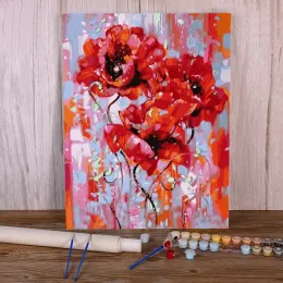 Numero fiori di papavero dipingere per numero pacchetto dipinti acrilici 40*50 paiting per numeri dipinti decorativi per bambini per l'ingrosso