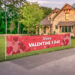 Accessories Happy Valentine's Day Banner Flag Hanging Sign Holiday Party Supplies Love Heart Home Decor for Outdoor Yard Garden Porch Lawn