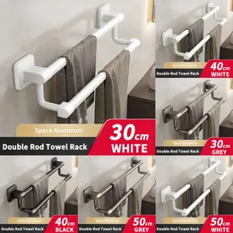 New Holder Wall Mounted No Drilling Towel Bar Space Aluminum Organizers Bathroom Shees Shower Storage Rack