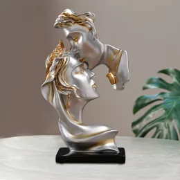 Esculturas casal beijo estatueta amante apaixonado escultura estátua de resina decoração para casa para sala estar quarto escritório desktop