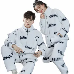 2023 Yeni Çiftler Pijama Kış Sıcak Flannel Nightwear Erkek Kalın Pijamas Set Kadınlar Fi Pijamalar Gençlik Erkek Kız Pijamalar X0KR#