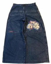 JNCO Wide Leg Jeans Men Retro Harajuku Y2K Hip Hop Rock Embroidery Graphic Baggy Streetwear Highly Weist Denim Pants New M0RW#