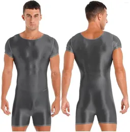 Men039s Body Shapers Costume da bagno da uomo lucido Manica corta Girocollo Costumi da bagno Sport Running Yoga Suit9387906