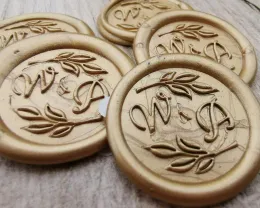 Craft Leaf Border Initials Custom Wachs Seal Sticker, selbstklebende Hüllkurvenwachs -Dichtungen, Schalen- und Stickwachsdichtungen
